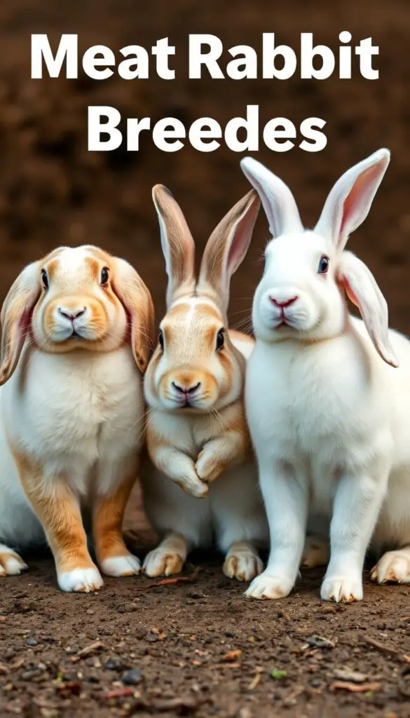 A close-up comparison of three popular meat rabbit breeds - Flemish Giant, New Zealand White, and Californian - posed against a natural, earthy backdrop. The rabbits are displayed side-by-side, showcasing their distinctive physical features and proportions with careful attention to lighting and angles to highlight their muscle tone, fur texture, and overall conformation. The scene conveys an informative, yet visually appealing aesthetic, allowing the viewer to closely examine and contrast the key characteristics of these rabbit breeds for an objective assessment of their suitability as meat production animals.