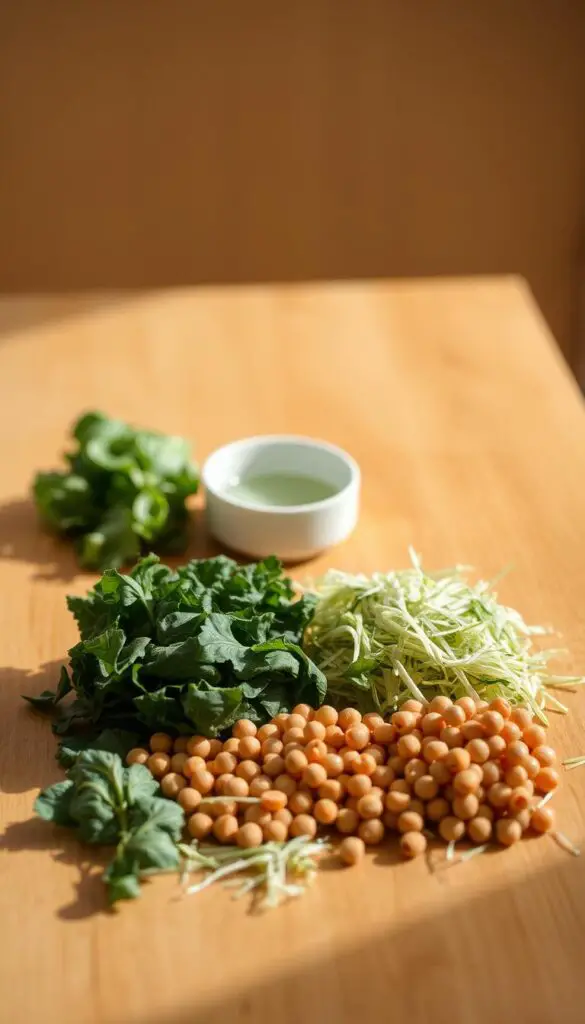 A neatly organized guinea pig's food portion on a wooden table, bathed in soft, natural lighting. In the foreground, measured amounts of leafy greens, hay, and a few pellets are arranged with care, showcasing the balanced diet required for a healthy cavy. The middle ground features a small ceramic dish filled with fresh water. The background subtly fades into a warm, neutral tone, emphasizing the subject. The composition is clean, minimalist, and invites the viewer to consider the importance of portion control in a guinea pig's dietary needs.